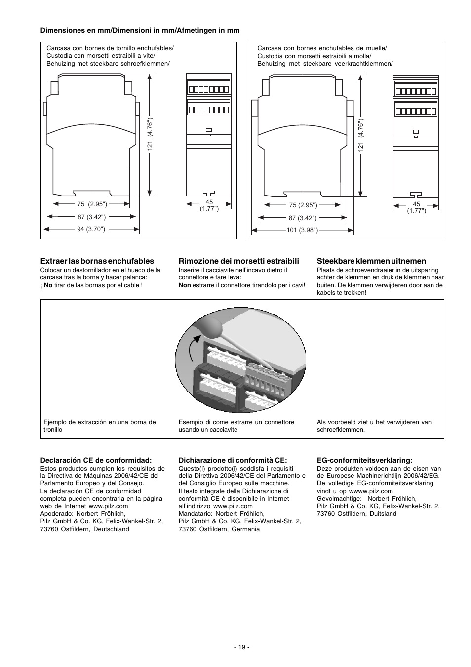 Pilz P2HZ X1.10P 24VDC 3n/o 1n/c 2so User Manual | Page 19 / 20