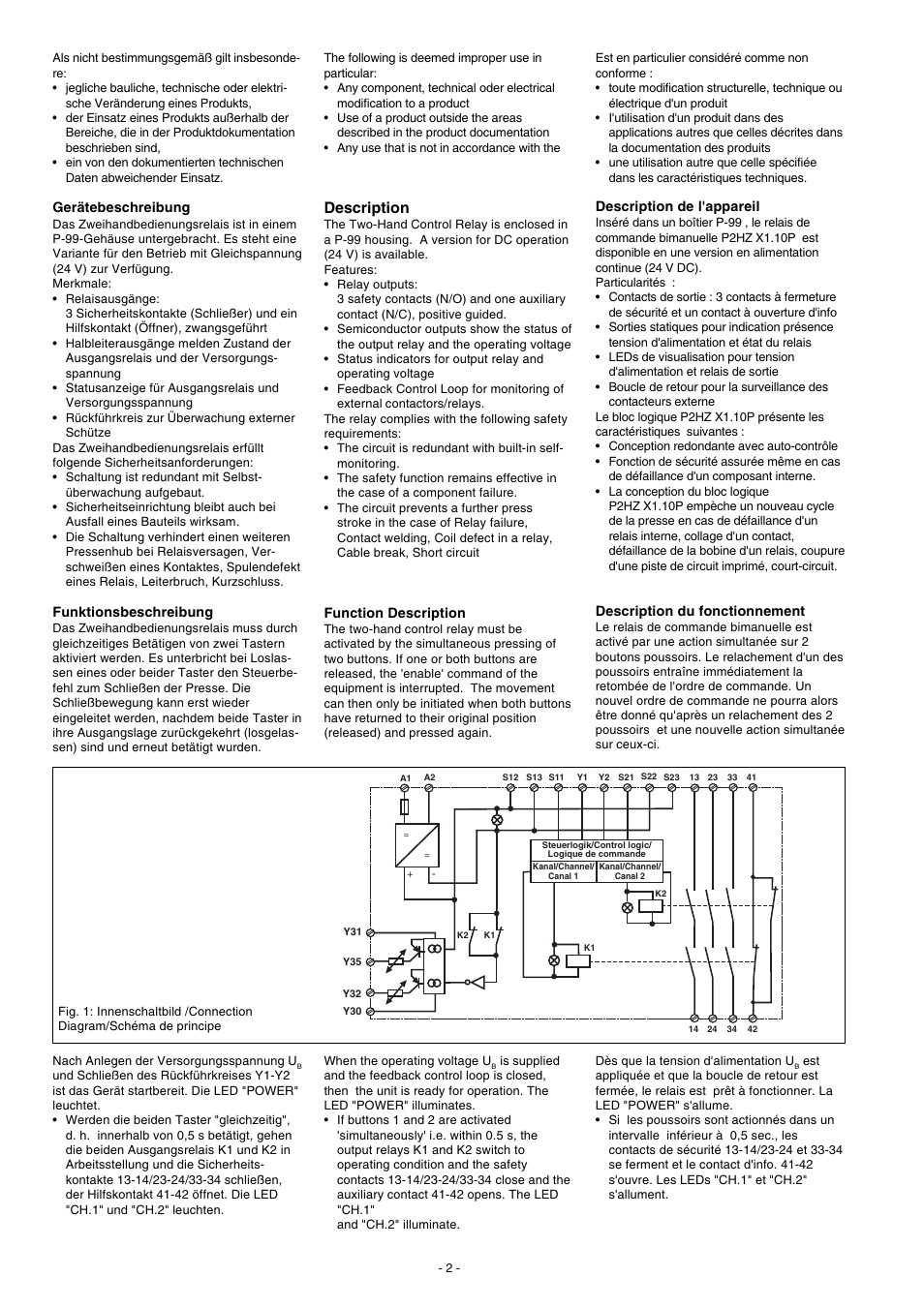 Description | Pilz P2HZ X1.10P 24VDC 3n/o 1n/c 2so User Manual | Page 2 / 20