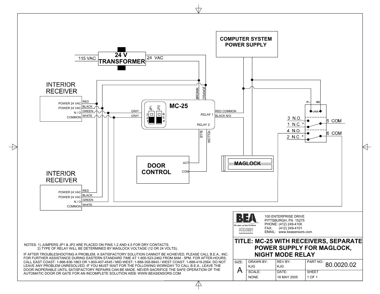 Door control, 24 v transformer | BEA 80.0011.02 User Manual | Page 9 / 17