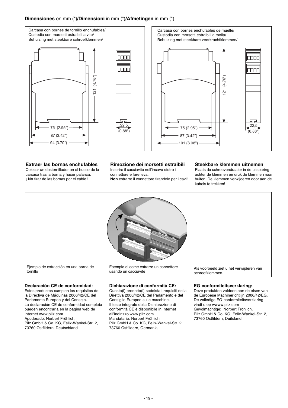 Pilz P2HZ X4P 24VDC 3n/o 1n/c User Manual | Page 19 / 20