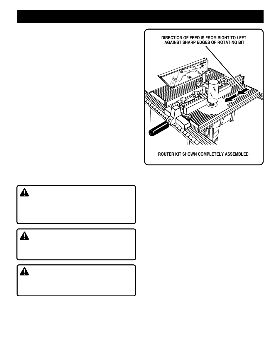Router mounting, Warning | Ryobi 4950300 User Manual | Page 10 / 14
