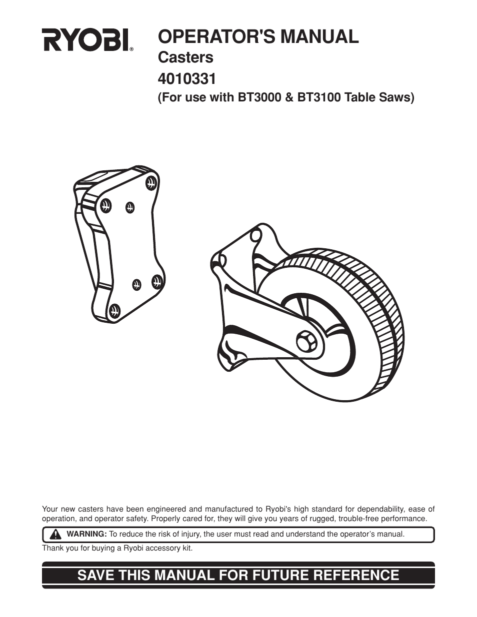 Ryobi 4010331 User Manual | 6 pages