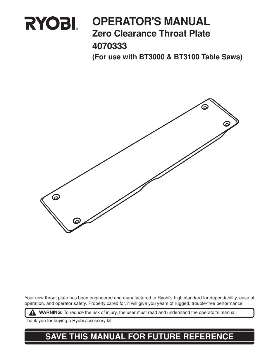 Ryobi 4070333 User Manual | 8 pages