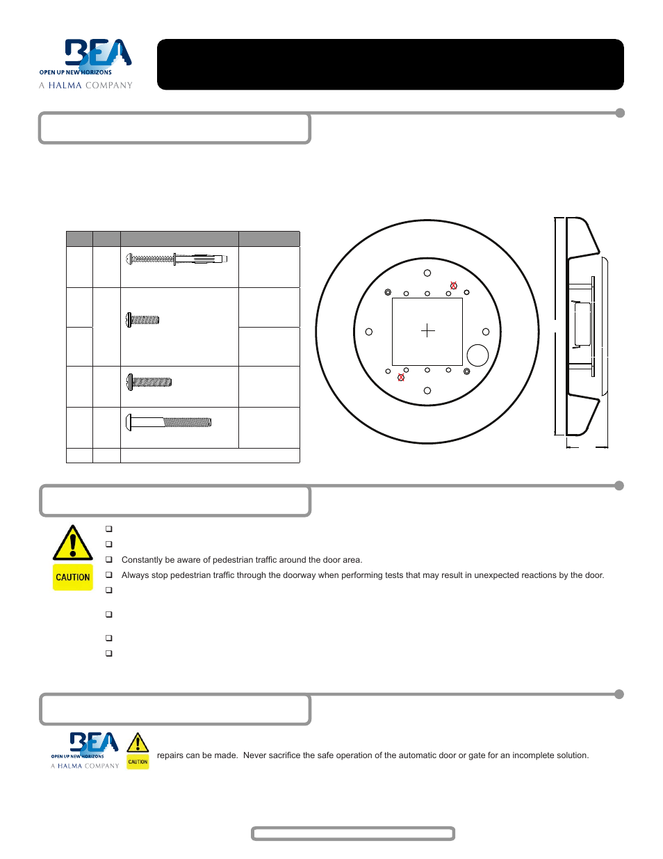 BEA Halma 6" Escutcheon User Manual | 2 pages