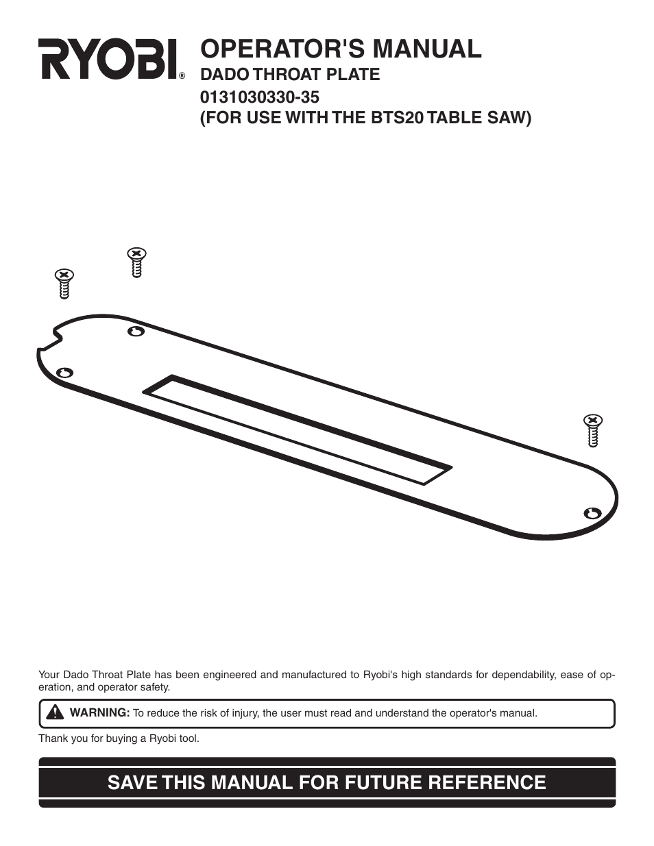 Ryobi 0131030330-35 User Manual | 6 pages