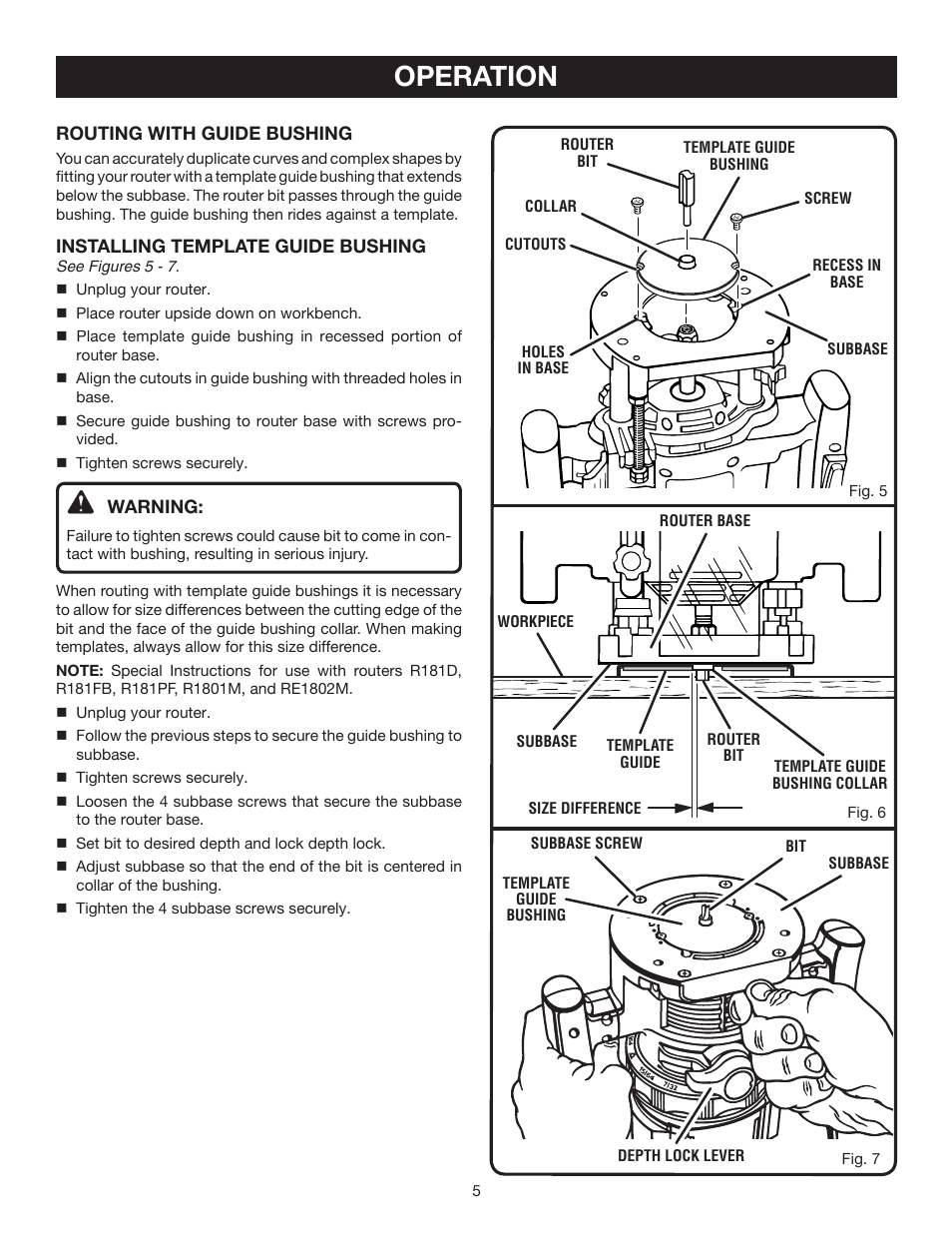 Operation | Ryobi A25RE02 User Manual | Page 5 / 8