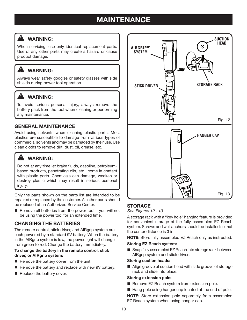 Maintenance | Ryobi ELB001 User Manual | Page 13 / 14