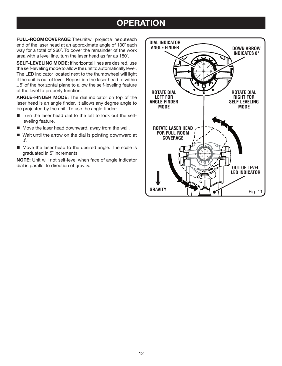 Operation | Ryobi ELL0002 User Manual | Page 12 / 14