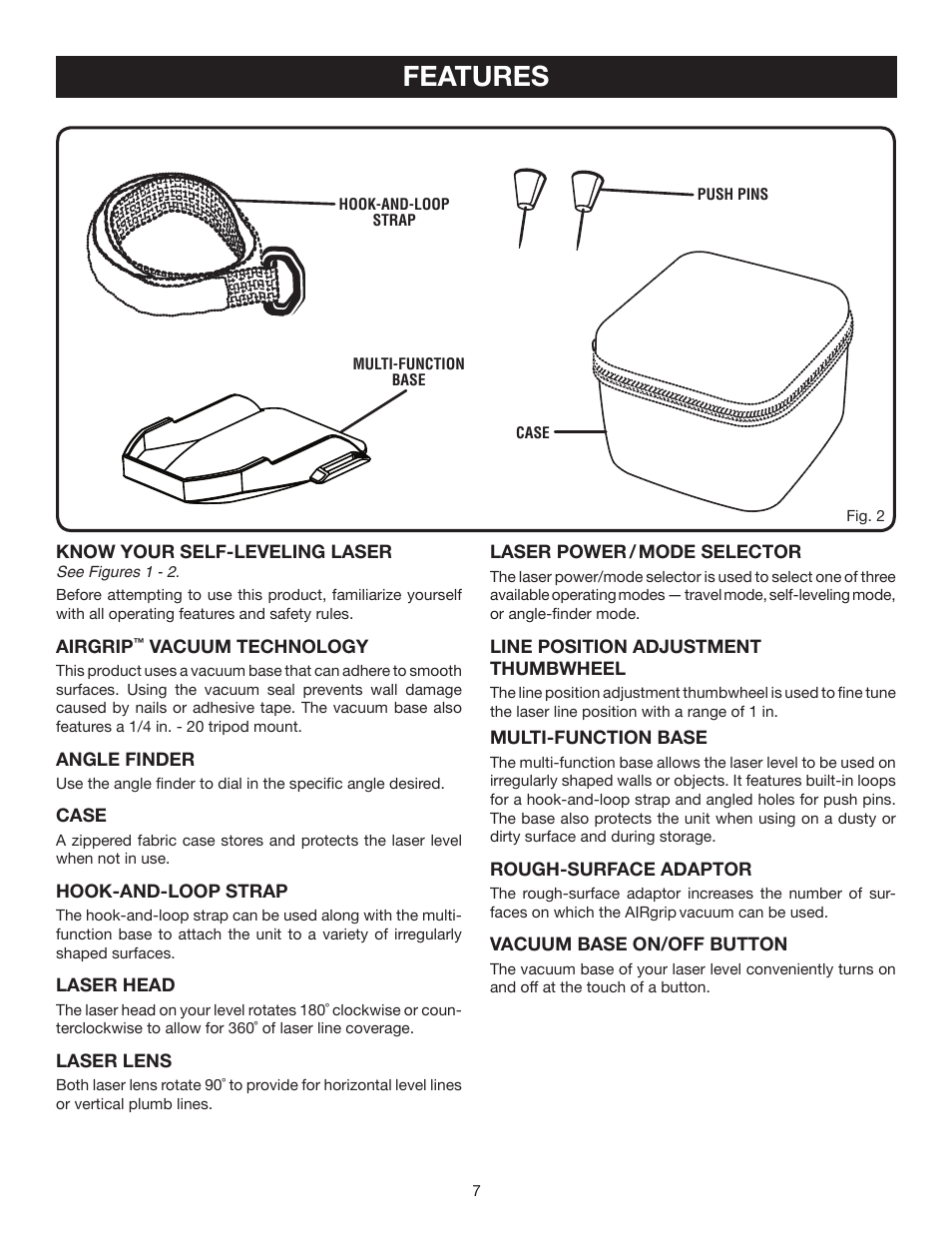 Features | Ryobi ELL0002 User Manual | Page 7 / 14