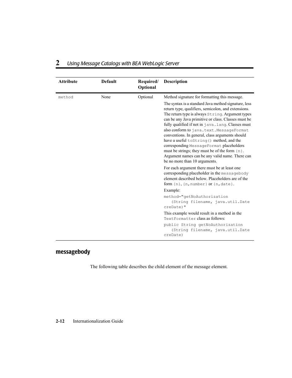 Messagebody, Messagebody -12 | BEA WebLogic Server User Manual | Page 30 / 88