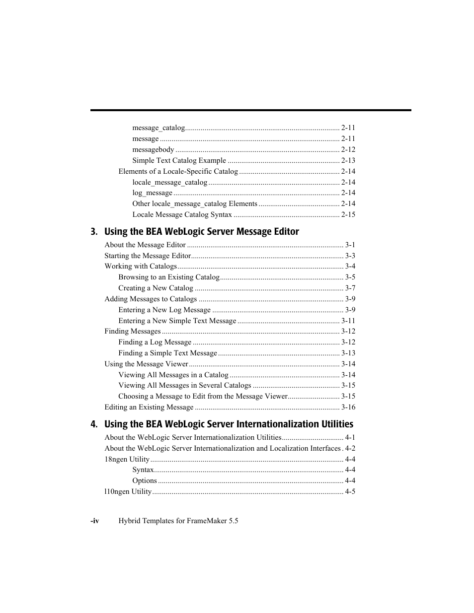 Using the bea weblogic server message editor | BEA WebLogic Server User Manual | Page 4 / 88