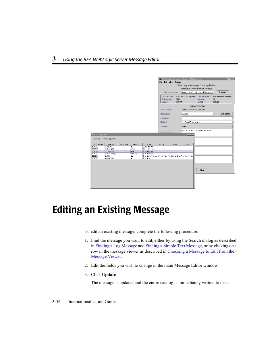 Editing an existing message, Editing an existing message -16 | BEA WebLogic Server User Manual | Page 50 / 88