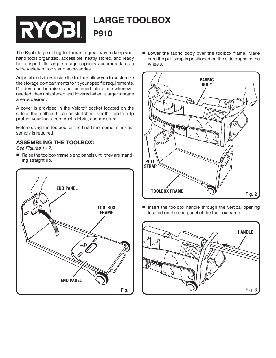 Ryobi P910 User Manual | 2 pages