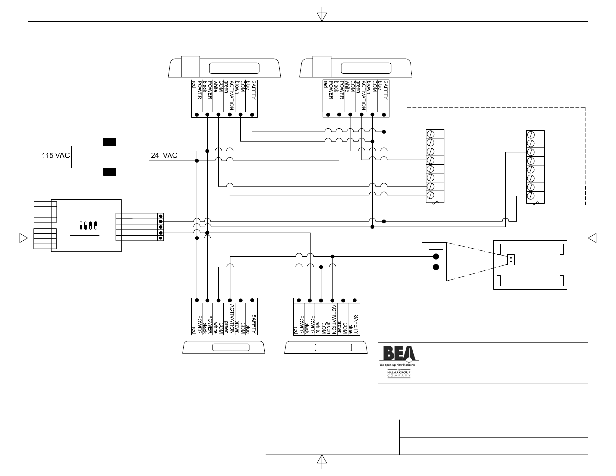Duraglide interface board, Exterior wizard 24 v transformer interior wizard, Left iris right iris | BEA Stanley Dip Switch I User Manual | Page 2 / 20