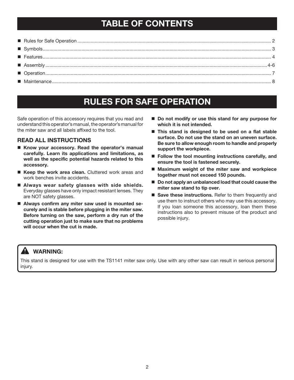 Ryobi RMS10 User Manual | Page 2 / 8