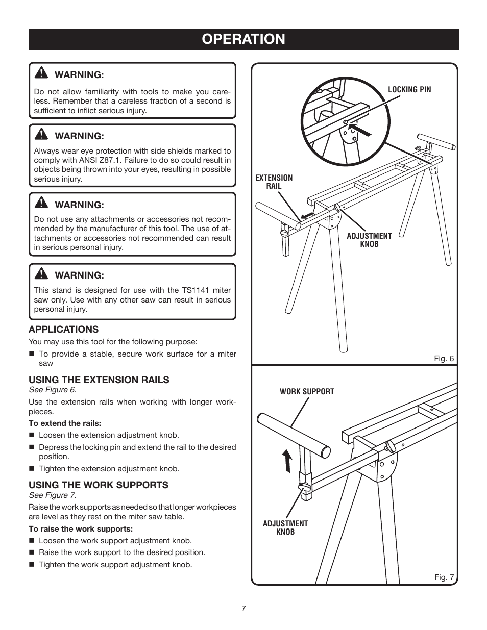 Operation | Ryobi RMS10 User Manual | Page 7 / 8