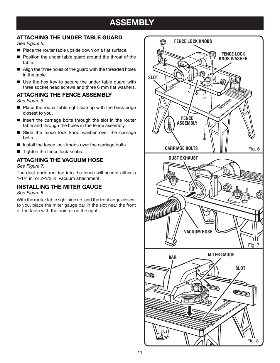 Assembly | Ryobi RT102 User Manual | Page 11 / 18