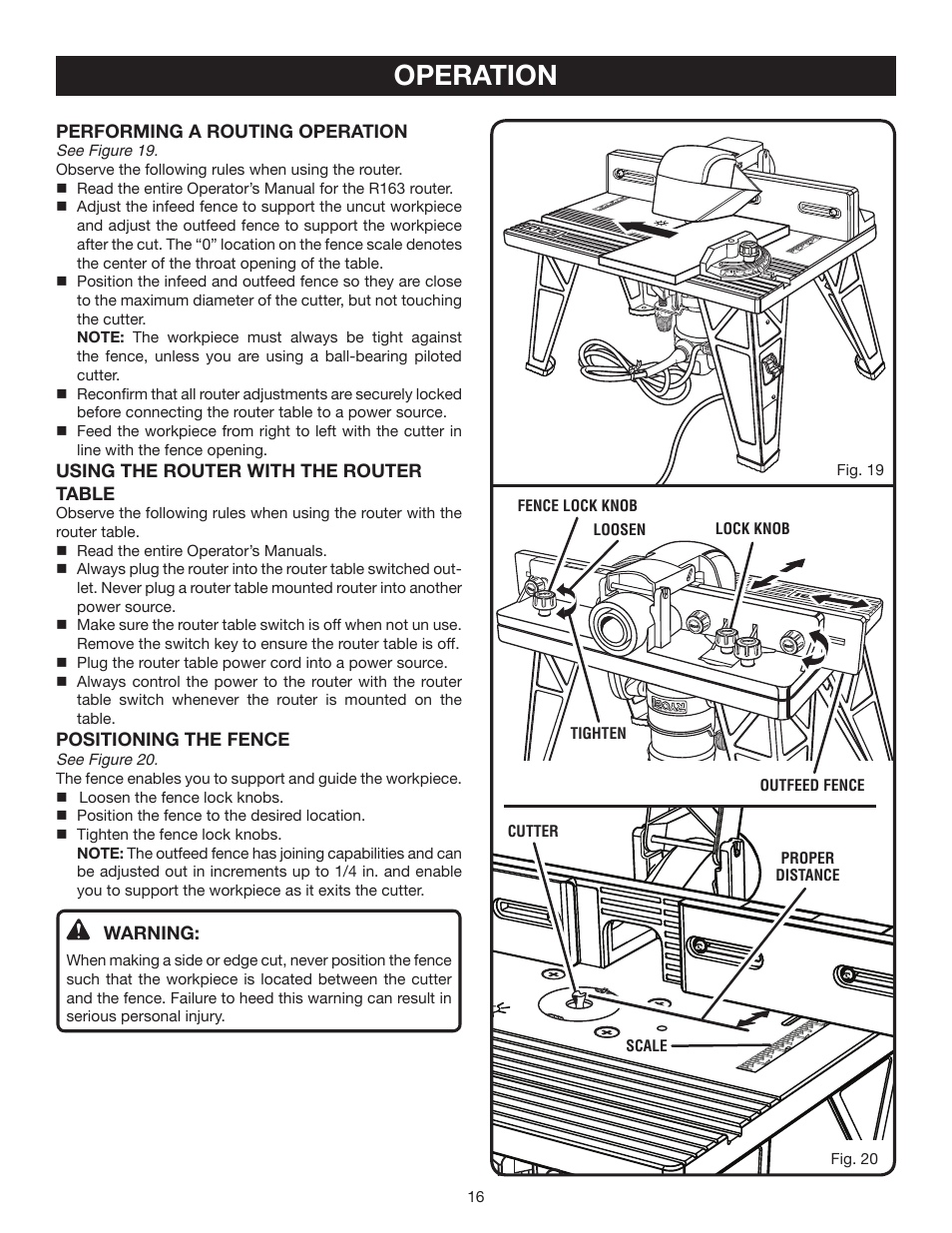 Operation | Ryobi RT102 User Manual | Page 16 / 18
