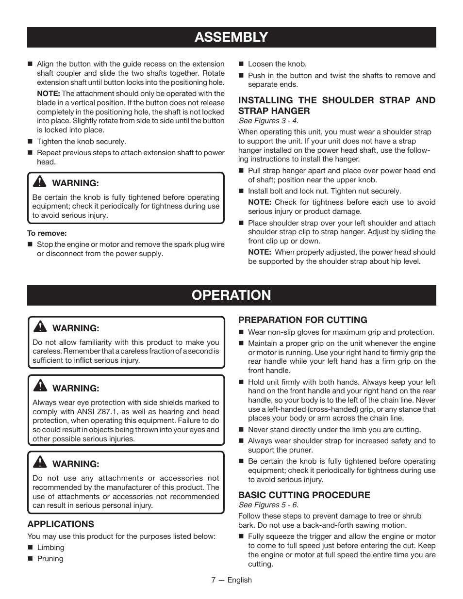 Assembly, Operation | Ryobi RY15520 User Manual | Page 11 / 44