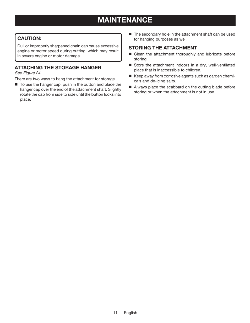 Maintenance | Ryobi RY15520 User Manual | Page 15 / 44