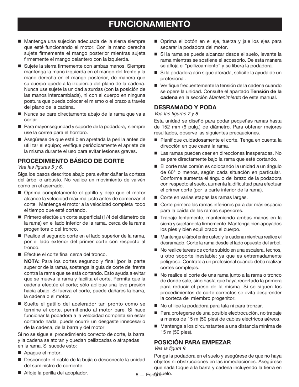 Funcionamiento | Ryobi RY15520 User Manual | Page 34 / 44