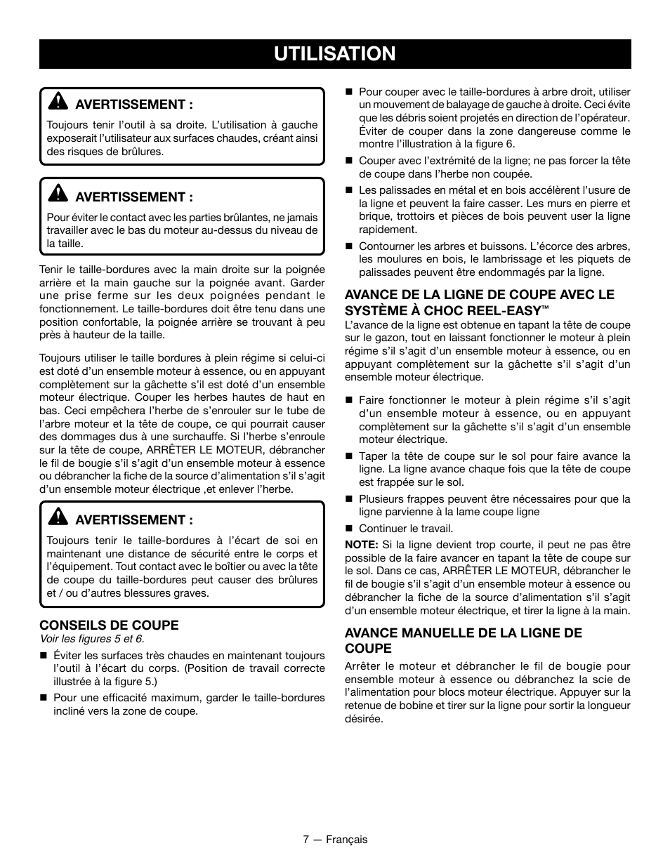 Utilisation | Ryobi RY15523 User Manual | Page 16 / 30
