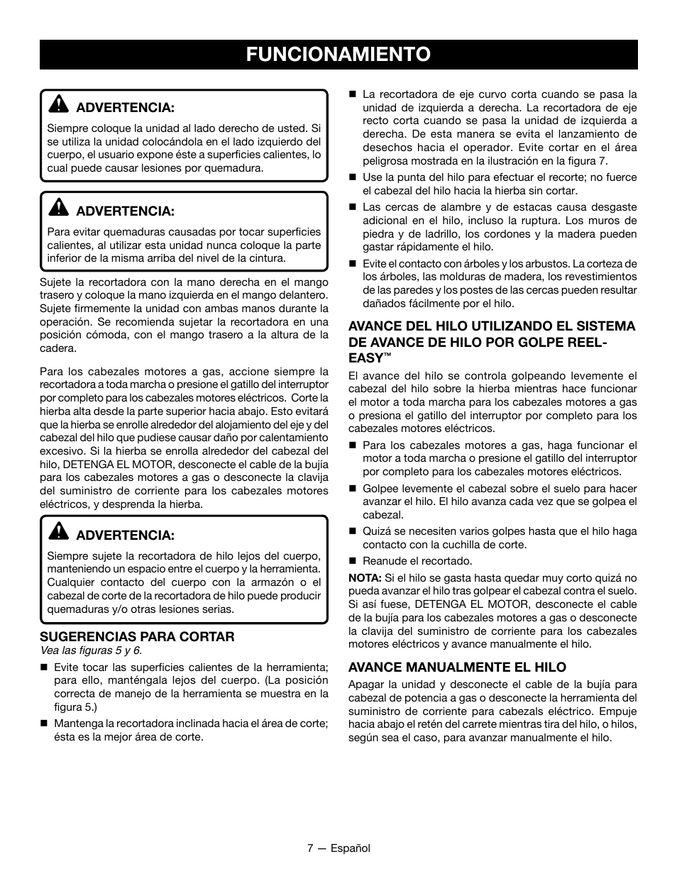 Funcionamiento | Ryobi RY15523 User Manual | Page 23 / 30