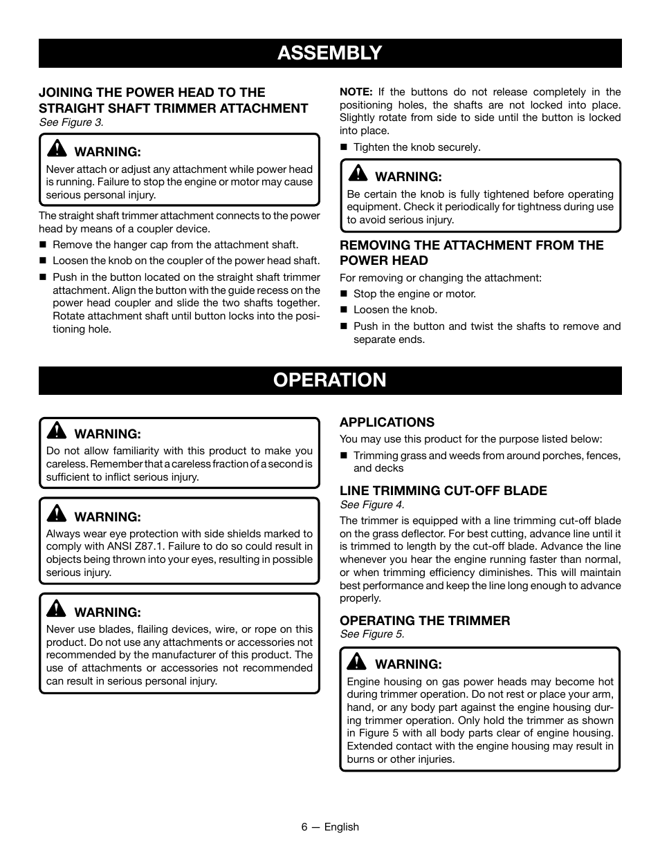 Assembly operation | Ryobi RY15523 User Manual | Page 8 / 30