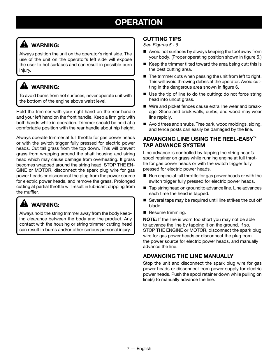 Operation | Ryobi RY15523 User Manual | Page 9 / 30