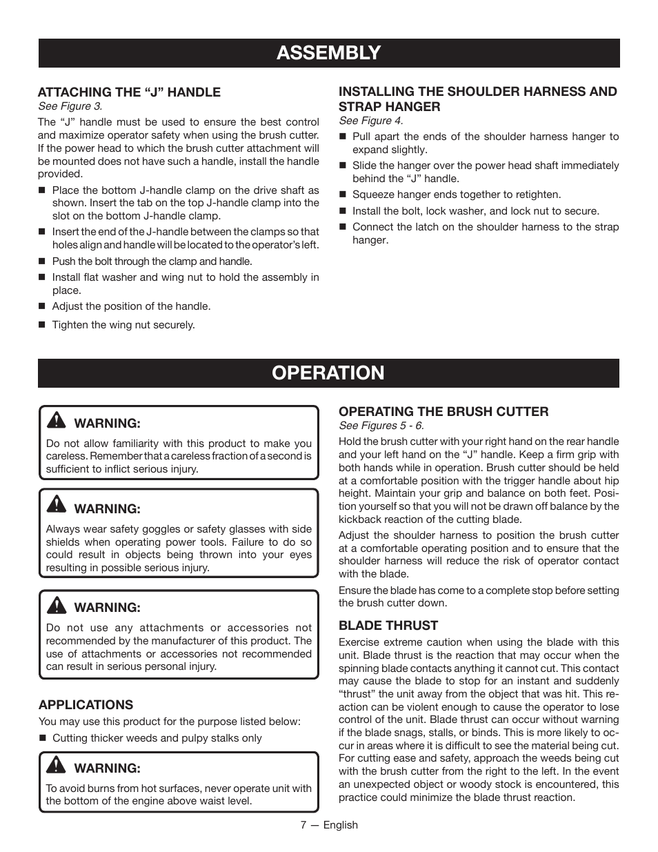 Operation, Assembly | Ryobi RY15702 User Manual | Page 9 / 34