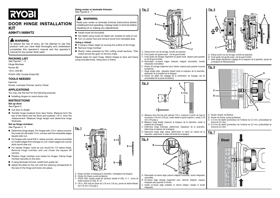 Ryobi A99HT2 User Manual | 2 pages