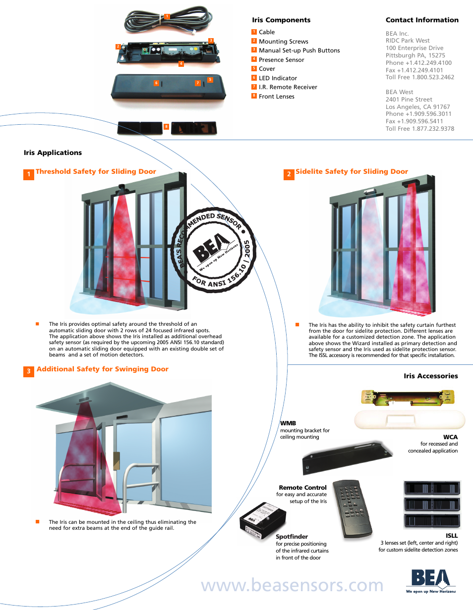 BEA Iris Presence Detector User Manual | Page 2 / 2