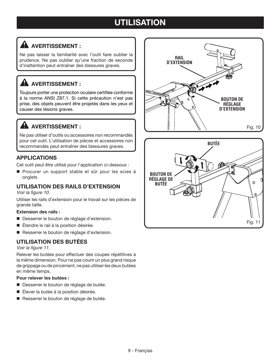 Utilisation | Ryobi RMS10SB User Manual | Page 18 / 32