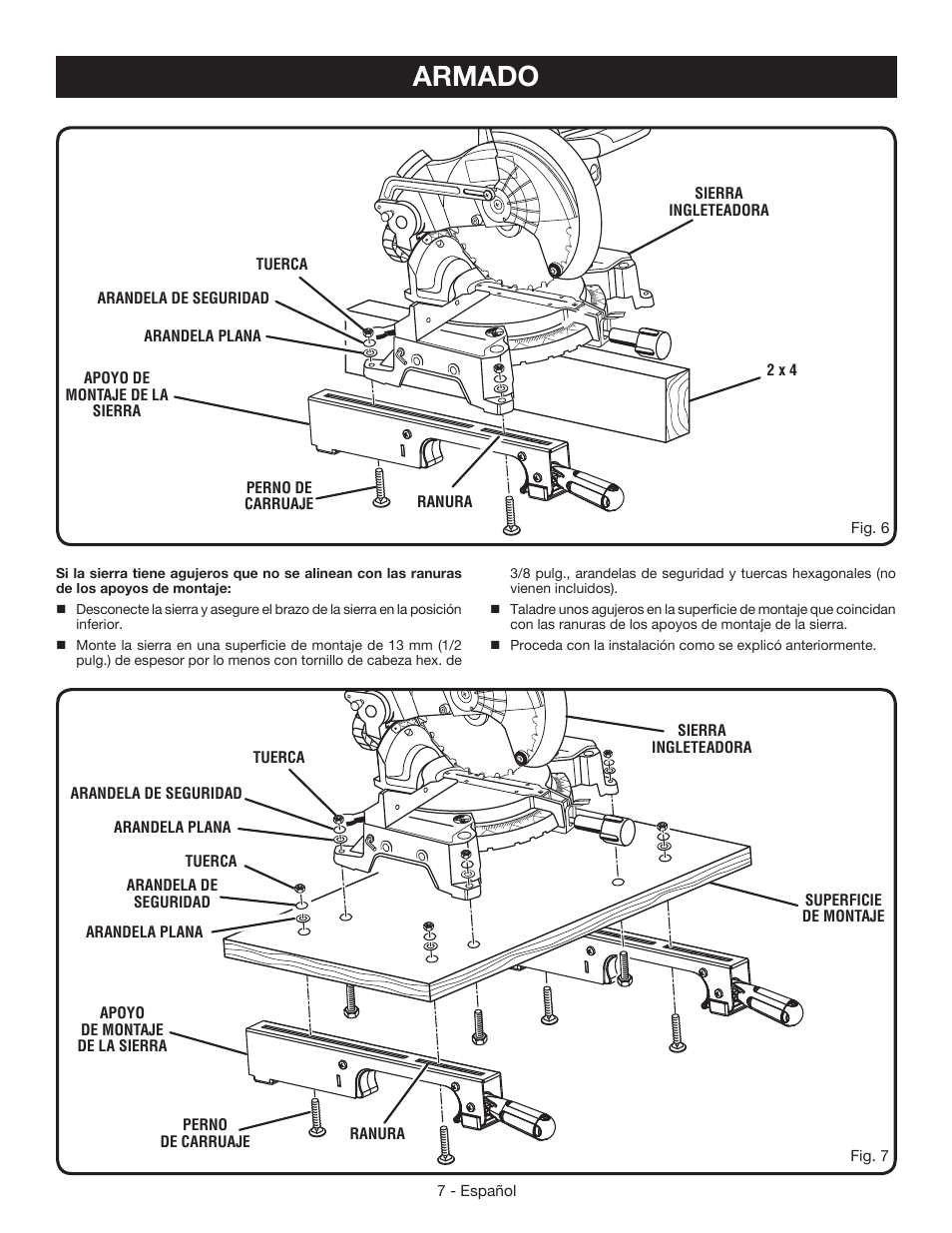 Armado | Ryobi RMS10SB User Manual | Page 25 / 32