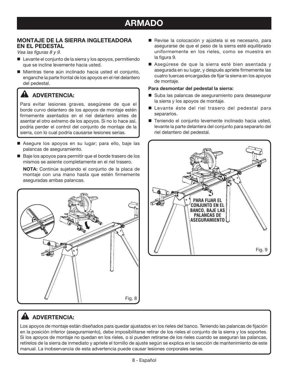 Armado | Ryobi RMS10SB User Manual | Page 26 / 32