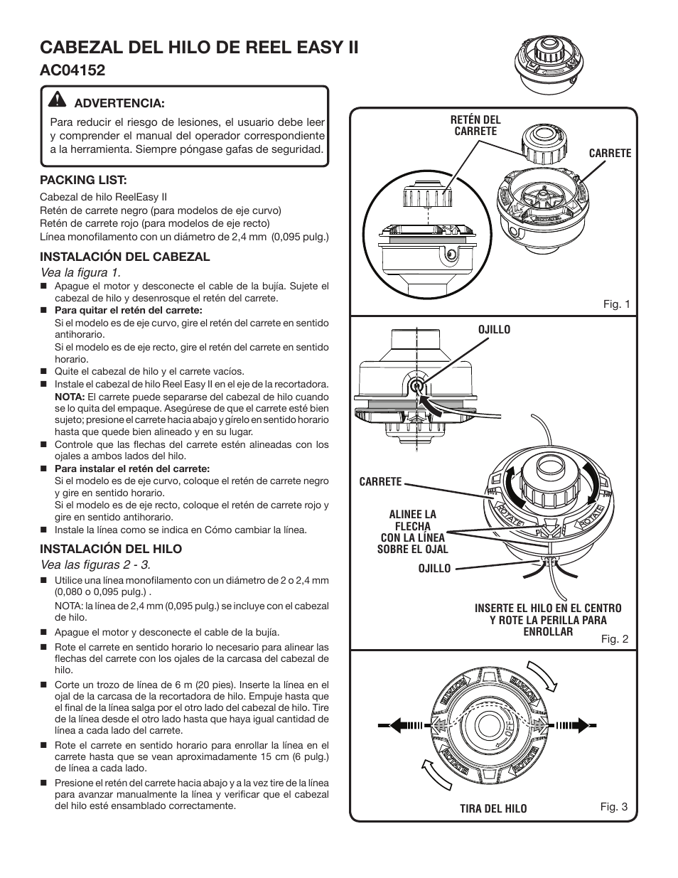 Cabezal del hilo de reel easy ii | Ryobi AC04152 User Manual | Page 3 / 4