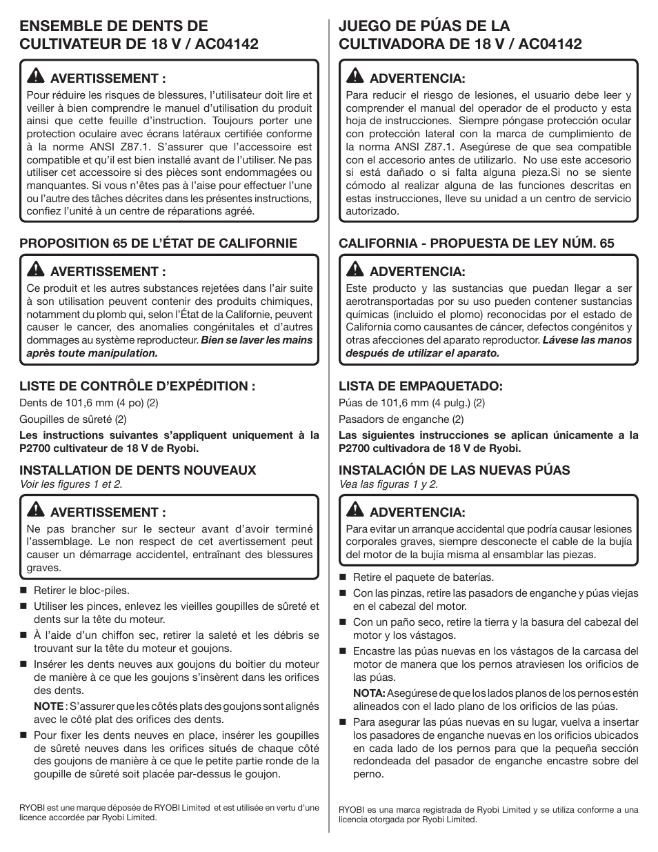 Ryobi AC04142 User Manual | Page 2 / 2