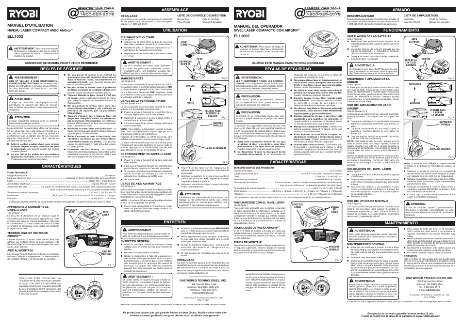 45 r | Ryobi ELL1002 User Manual | Page 2 / 2