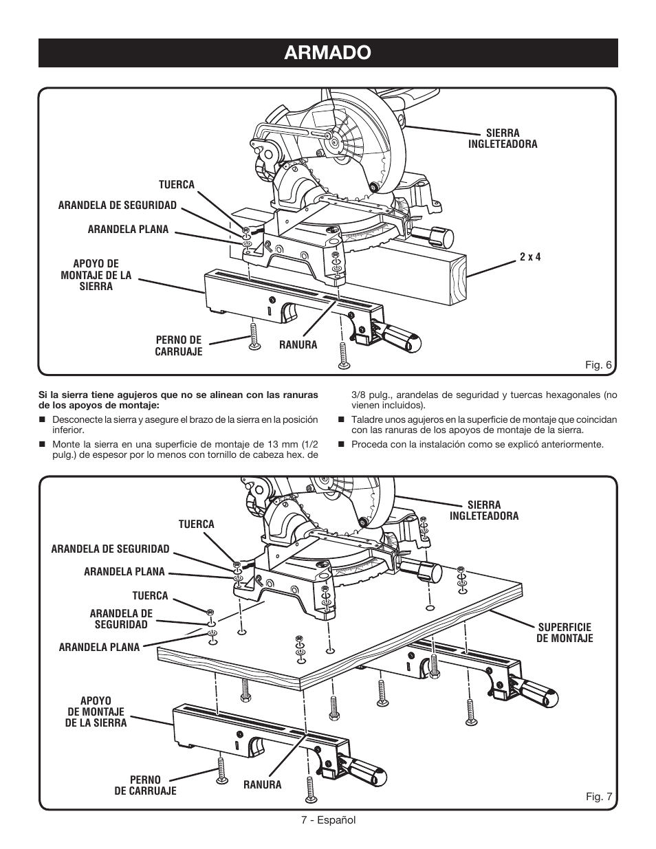 Armado | Ryobi A18MS01G User Manual | Page 25 / 32