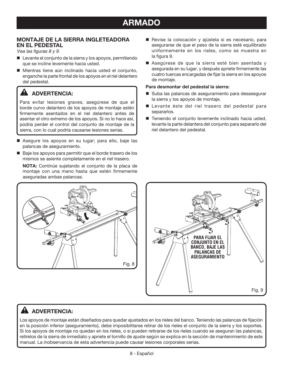 Armado | Ryobi A18MS01G User Manual | Page 26 / 32