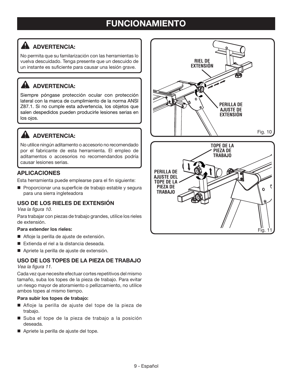 Funcionamiento | Ryobi A18MS01G User Manual | Page 27 / 32