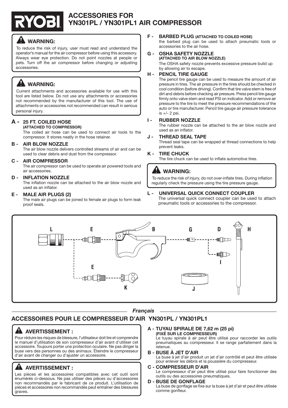 Ryobi YN301PL1 User Manual | 2 pages