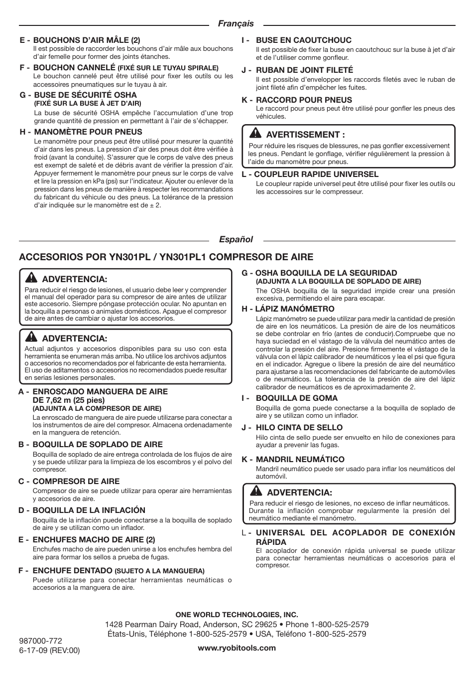 Ryobi YN301PL1 User Manual | Page 2 / 2