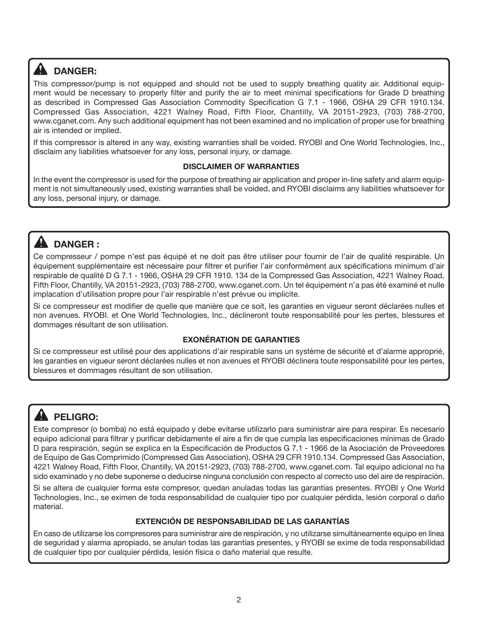 Ryobi YG601PV1 User Manual | Page 2 / 44