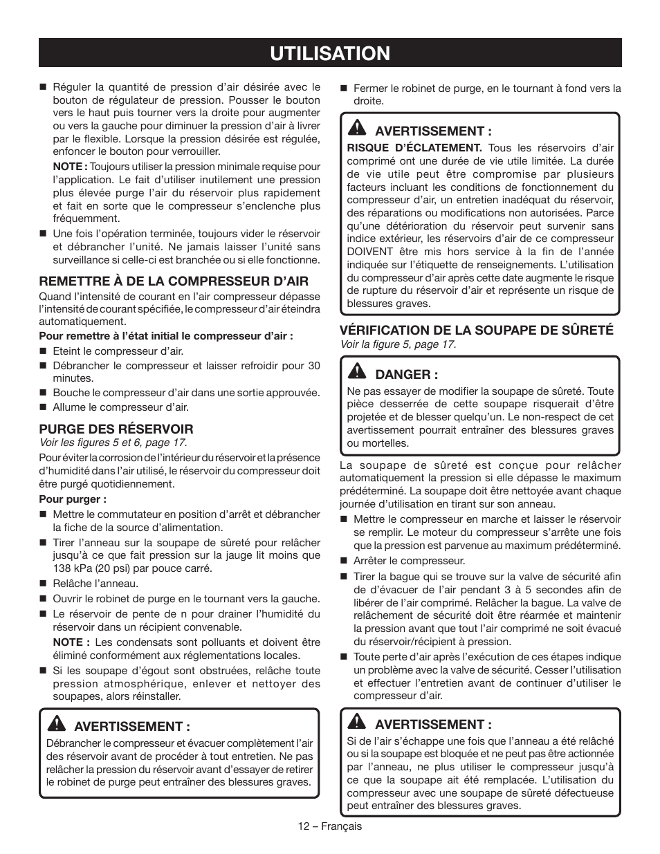 Utilisation | Ryobi YG601PV1 User Manual | Page 25 / 44