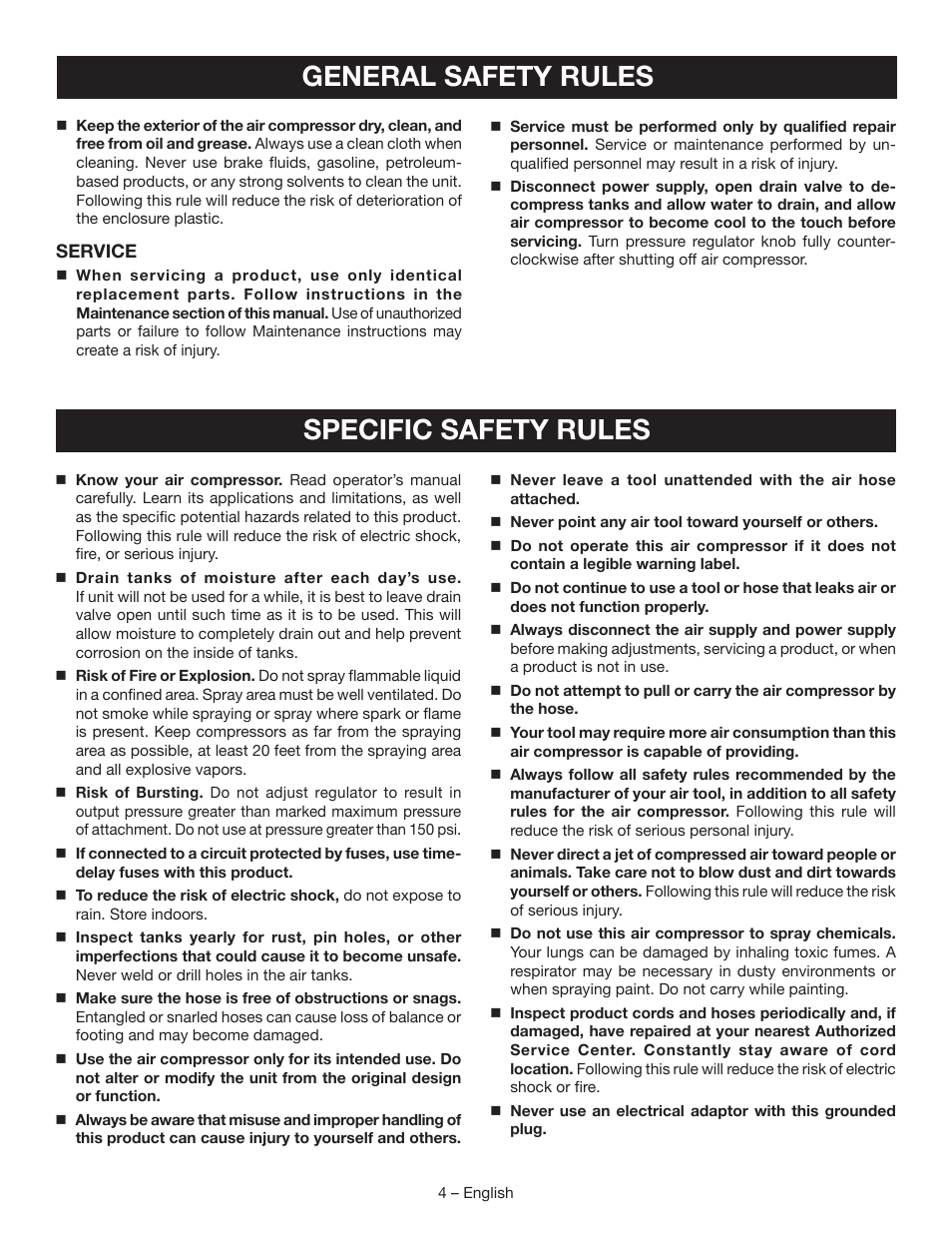 General safety rules specific safety rules | Ryobi YG601PV1 User Manual | Page 4 / 44