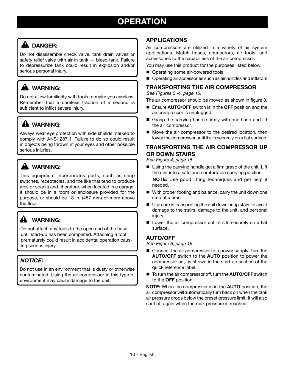 Operation | Ryobi YG301PD User Manual | Page 10 / 44