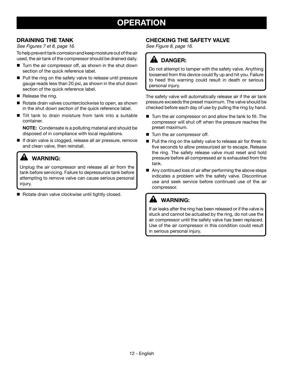 Operation | Ryobi YG301PD User Manual | Page 12 / 44