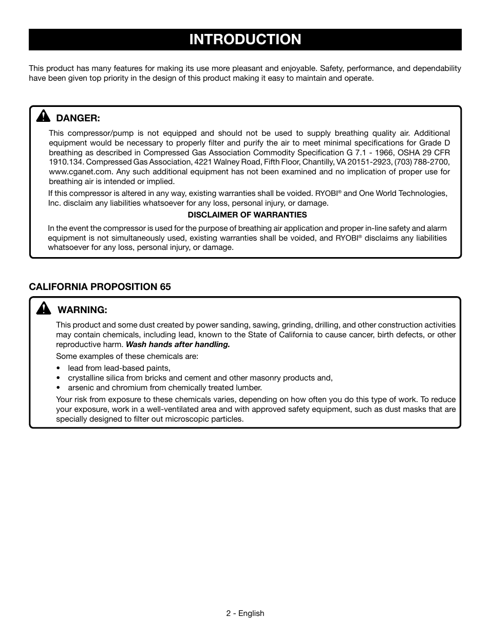 Introduction | Ryobi YG301PD User Manual | Page 2 / 44