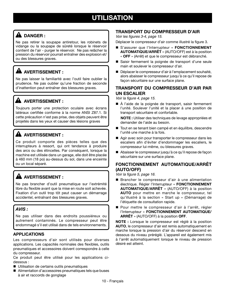Utilisation | Ryobi YG301PD User Manual | Page 23 / 44